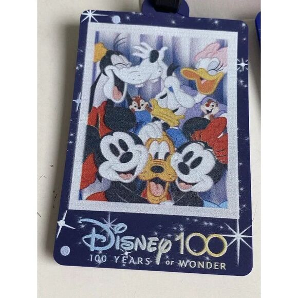 2 Pack DISNEY 100 Years Of Wonder Mickey And Friends LUGGAGE ID BAG TAGS NEW - Picture 2 of 9